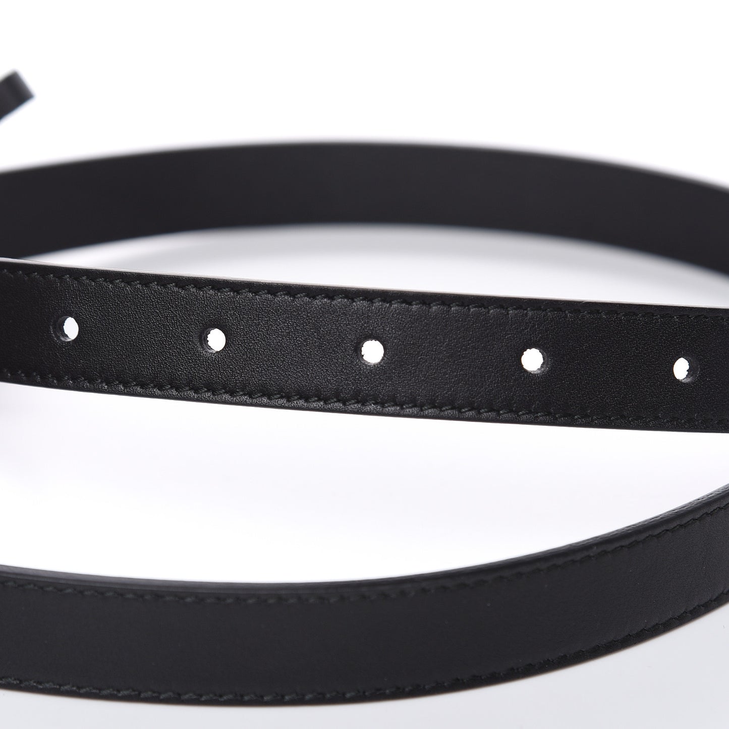 Calfskin Pearl Double G 20mm Belt 90 36 Black Cream