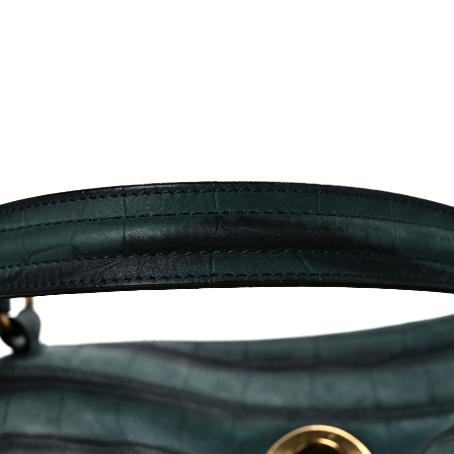 Crocodile Embossed Nubuck Calfskin Medium Muse Two Green