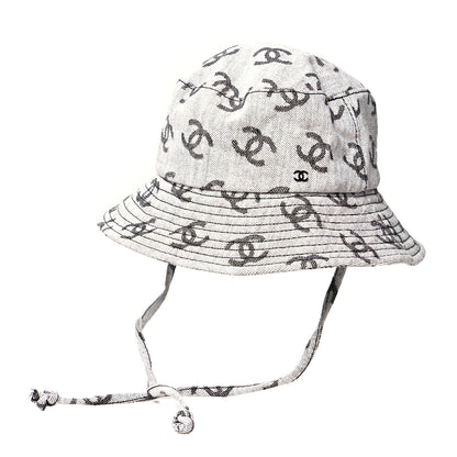 Chanel Denim CC Bucket Hat L White Black 1 of 8