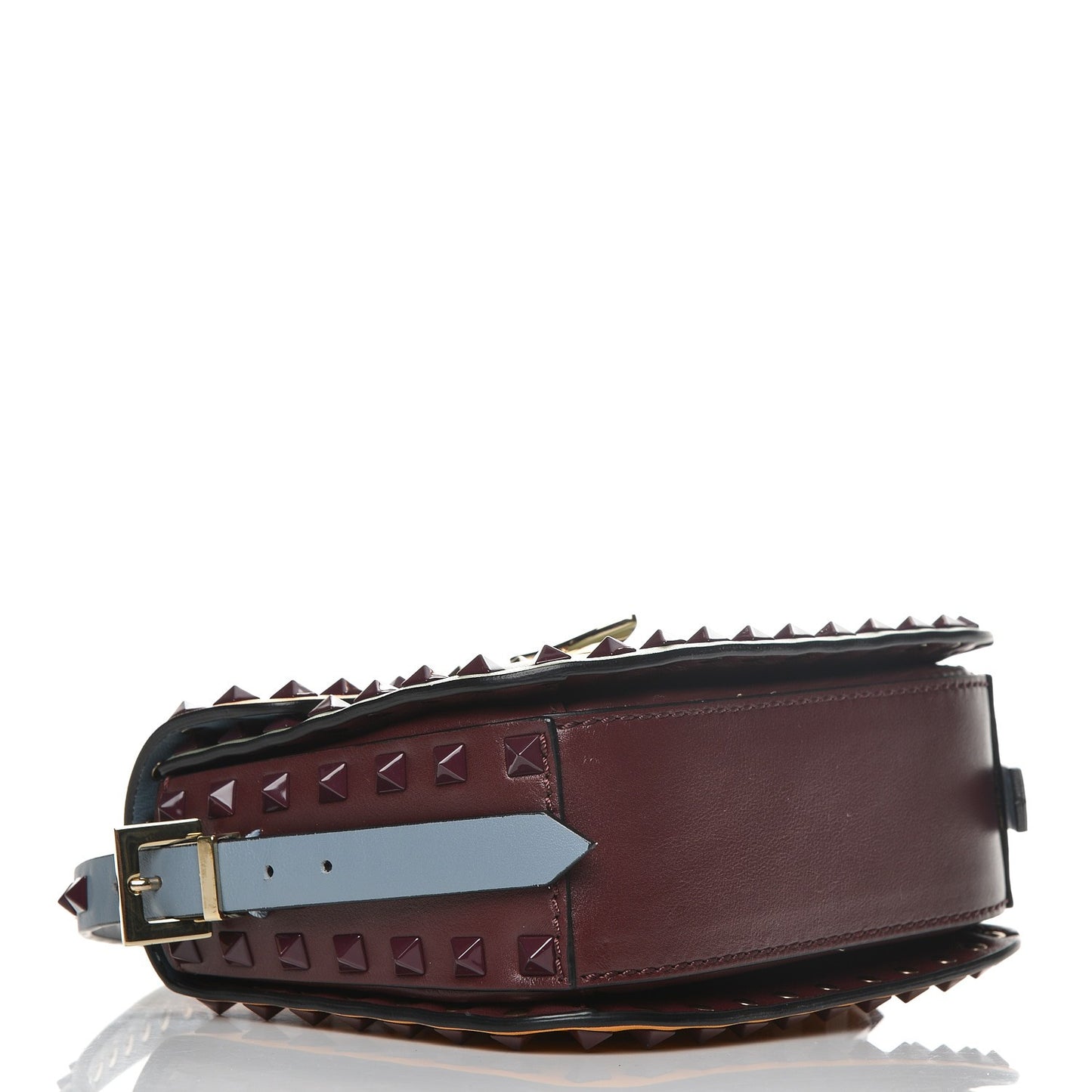 Vitello Colorblock Small Rockstud Flap Saddle Bag Multicolor