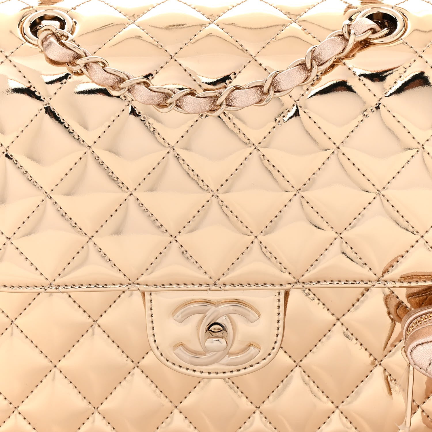 Chanel Mirror Calfskin Metallic Calfskin Quilted Hollywood Boulevard Backpack With Coin Purse Gold 9 of 11
