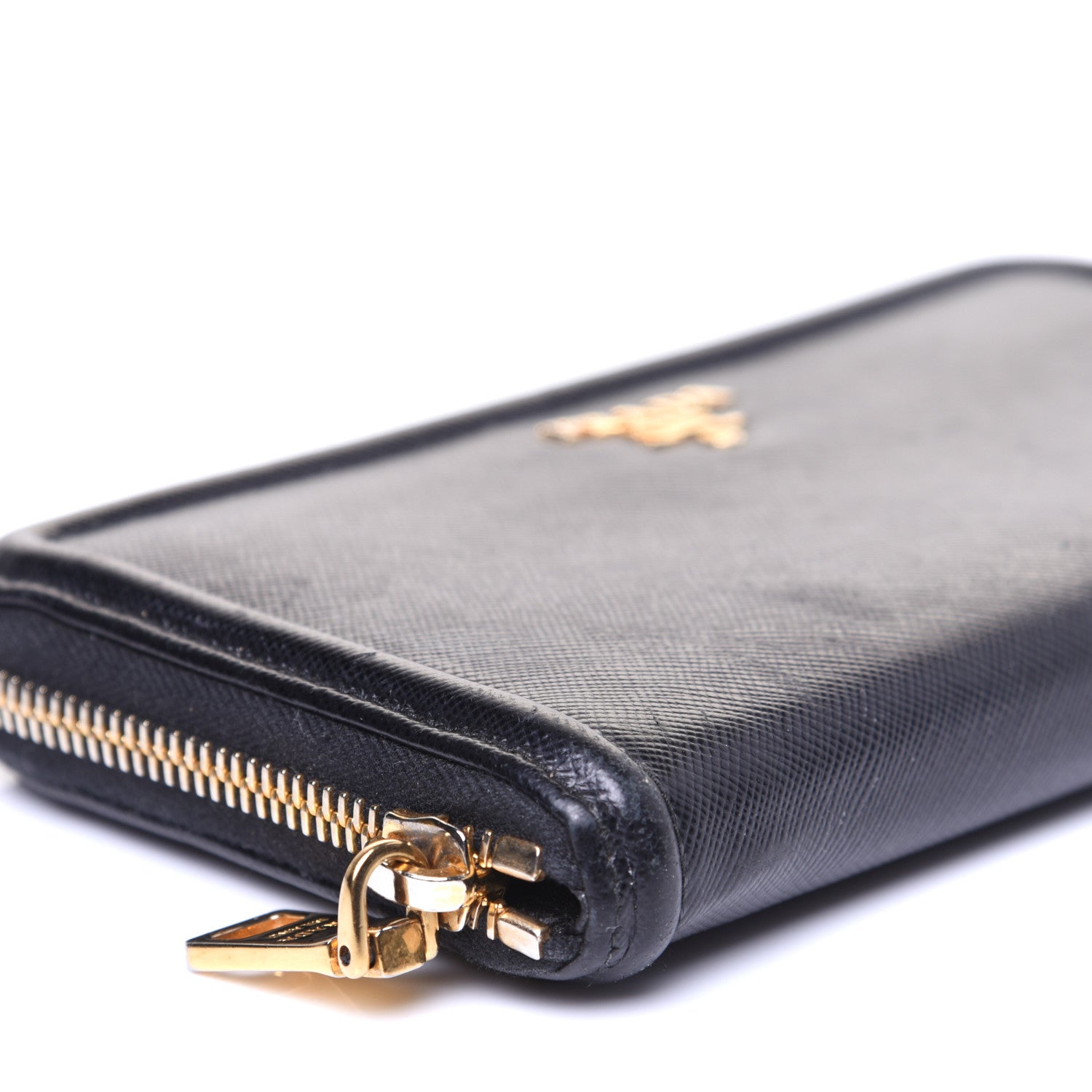 Prada Saffiano Metal Zip Around Wallet Black 6 of 9