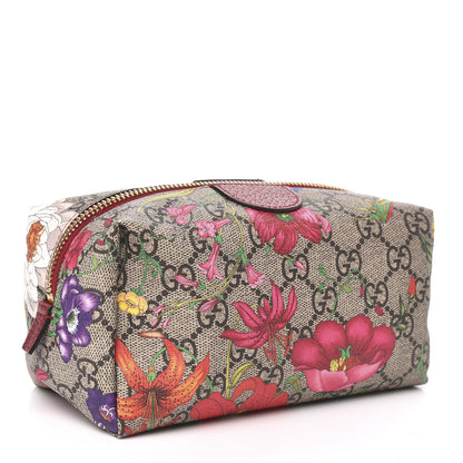 Gucci Soft GG Supreme Monogram Flora Calfskin Medium Ophidia Cosmetic Case Beige Ebony Multicolor Rosso 3 of 7