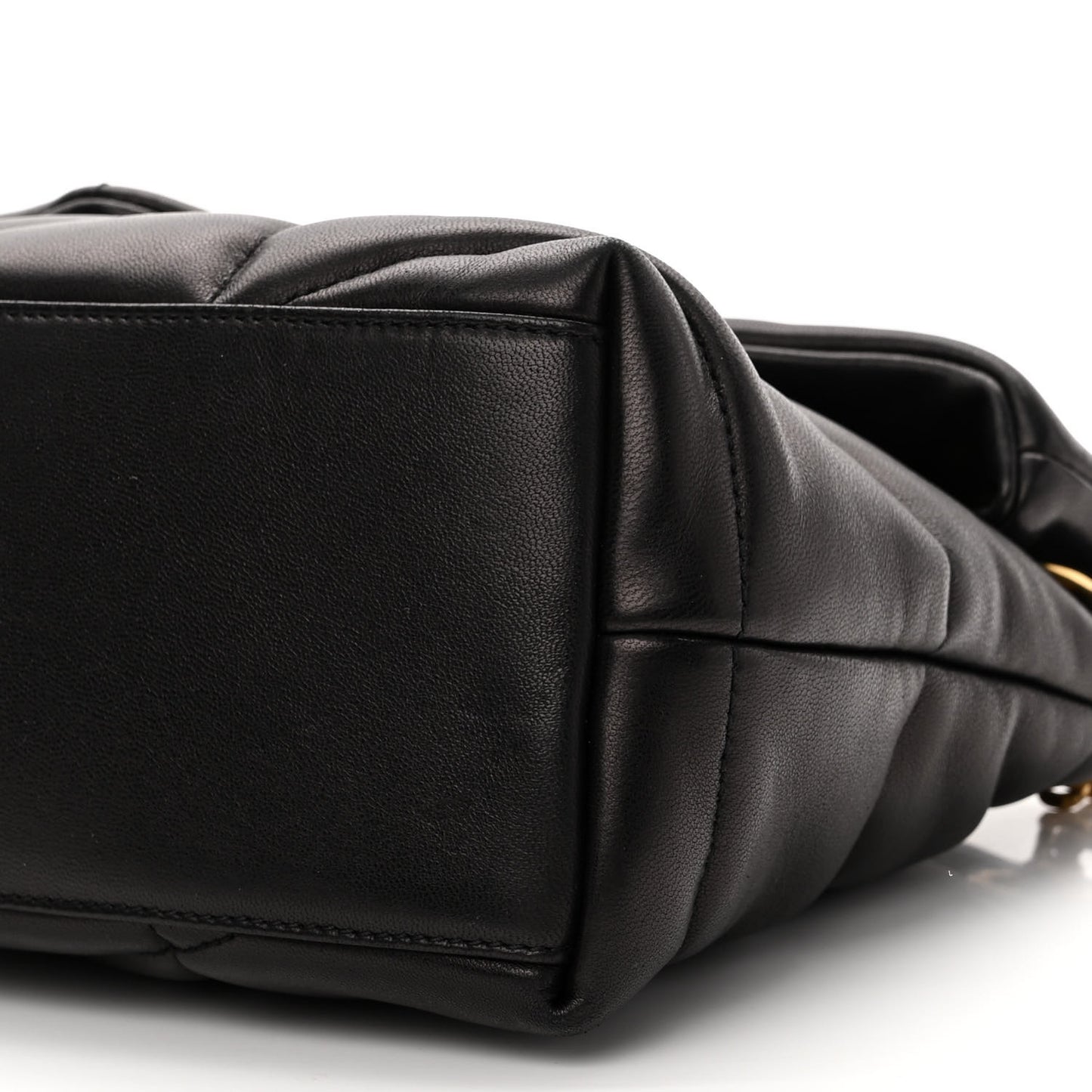 Lambskin Quilted Small Loulou Puffer Monogram Chain Satchel Black