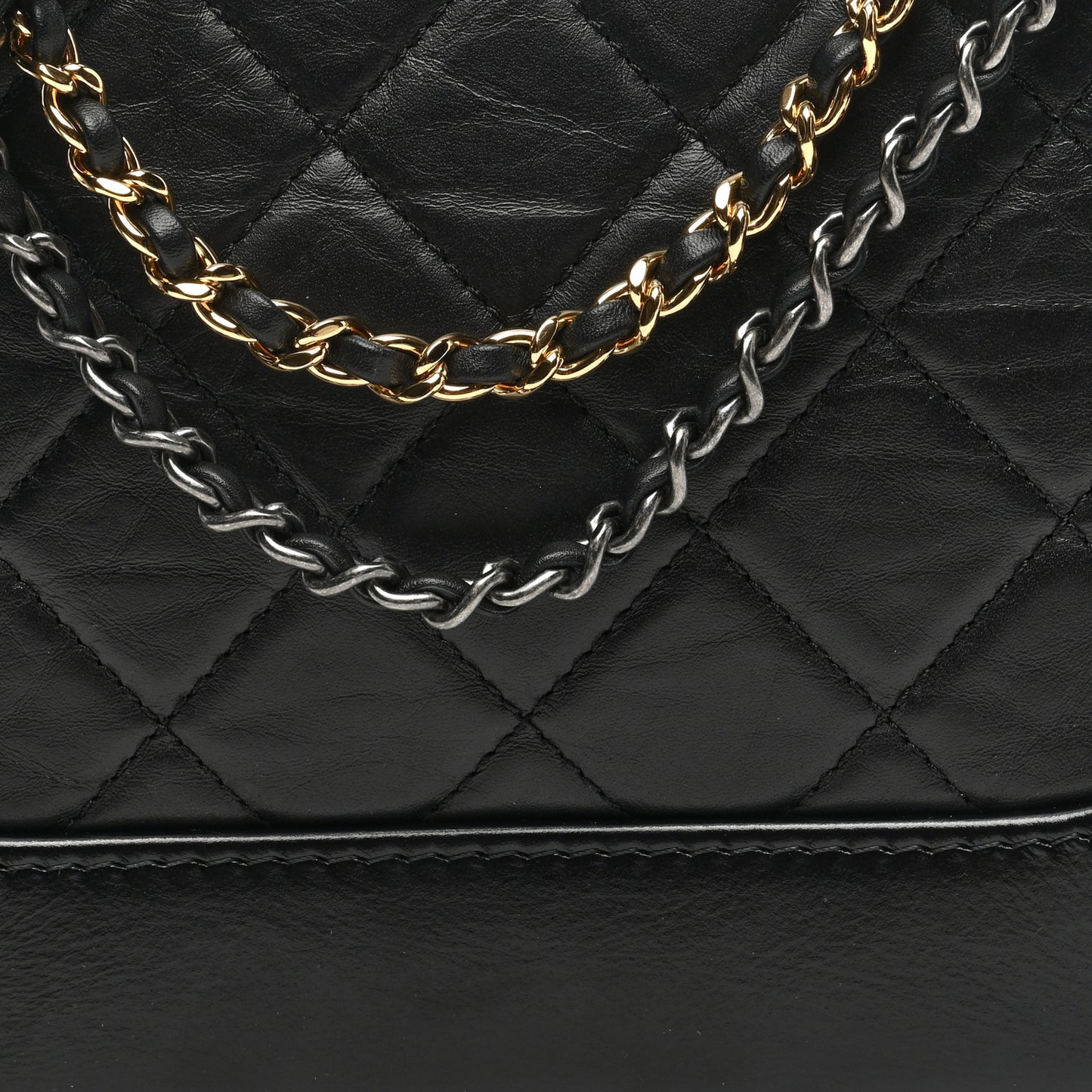 Aged Calfskin Quilted Small Gabrielle Hobo Black