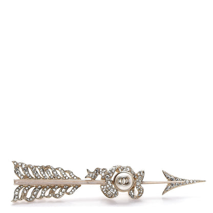 Chanel Crystal Pearl CC Arrow Brooch Gold 1 of 5