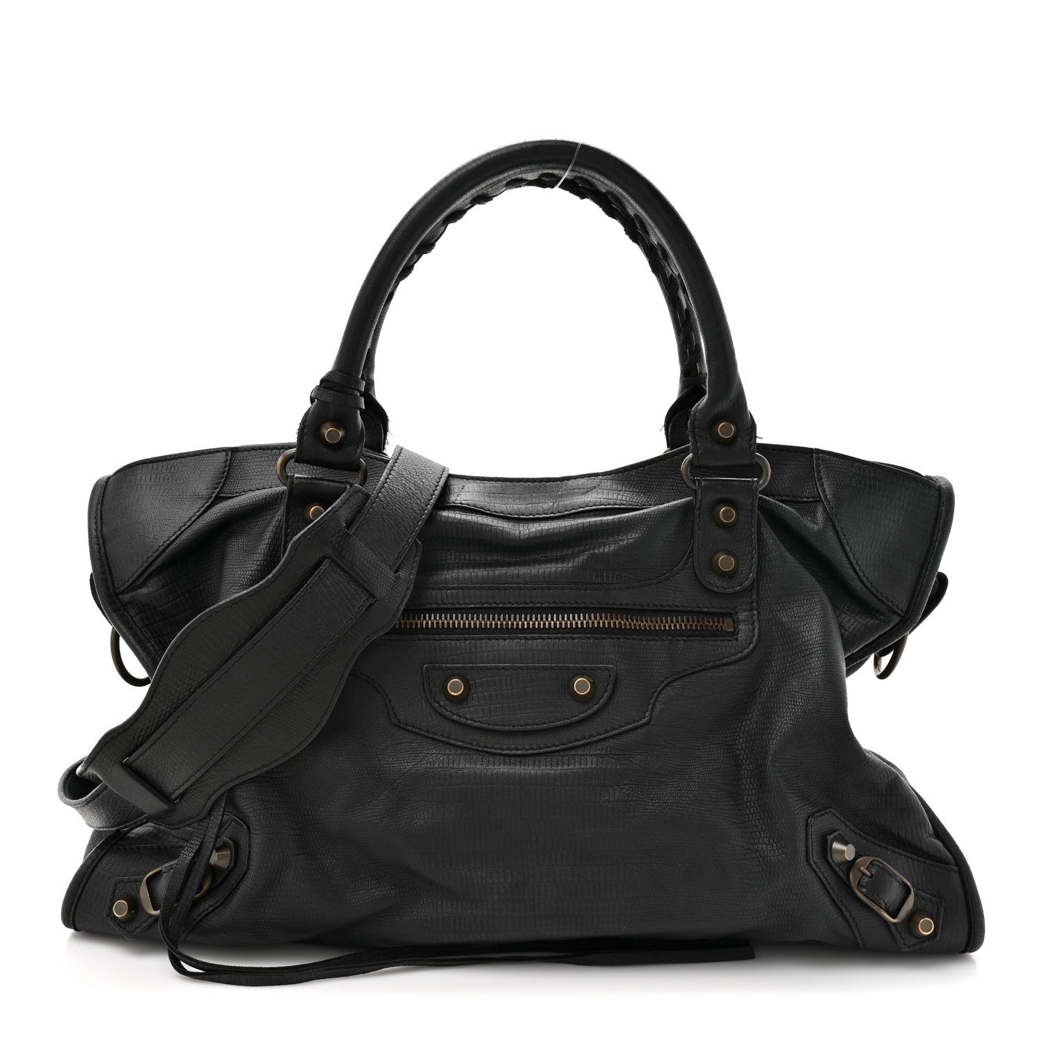 Balenciaga Calfskin Lizard Embossed Classic Hardware City Black 1 of 14