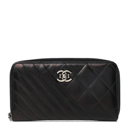 Chanel Glazed Calfskin Quilted Small Coco Boy Zip Around Wallet Black 1 of 12