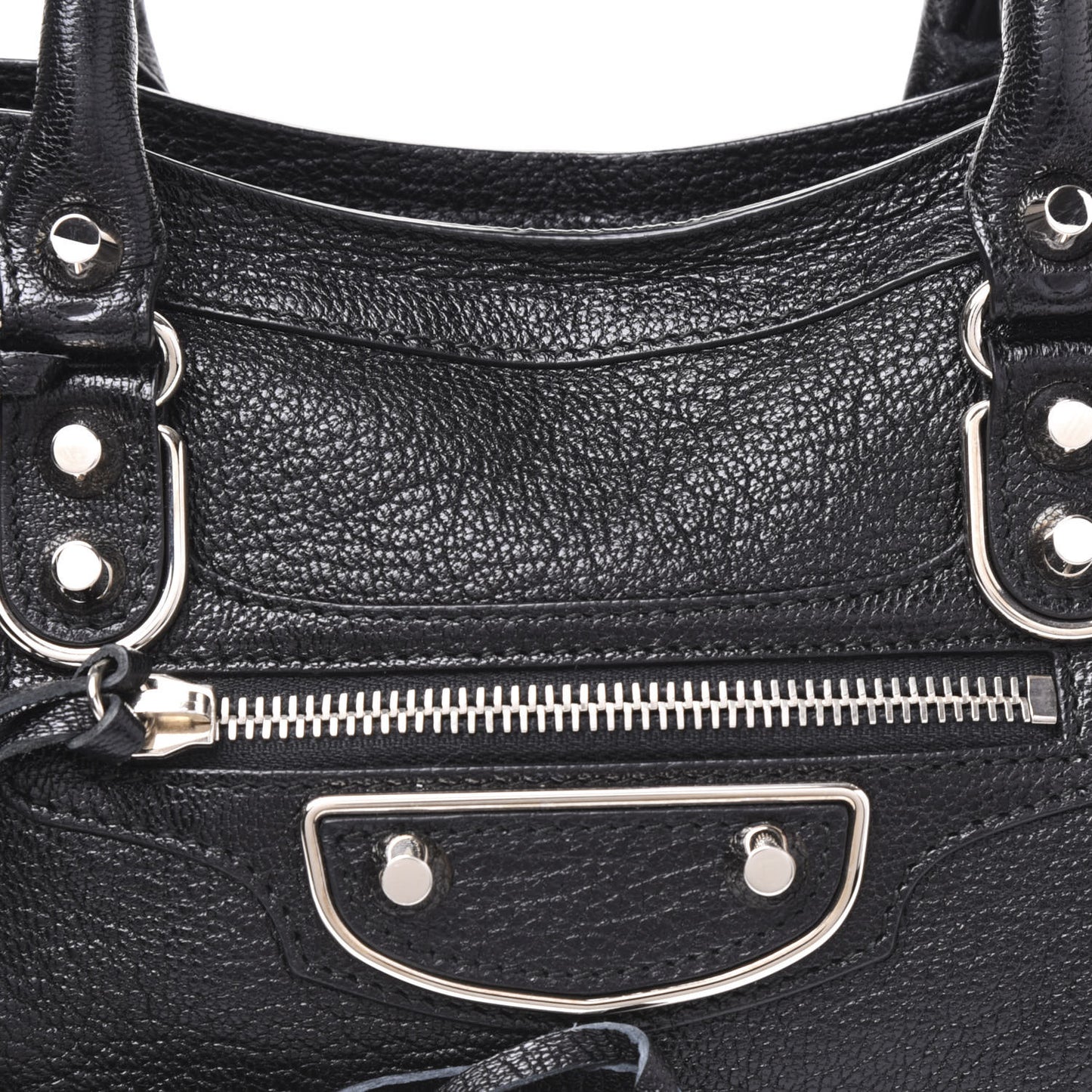 Chevre Silver Metallic Edge Hardware S City Black