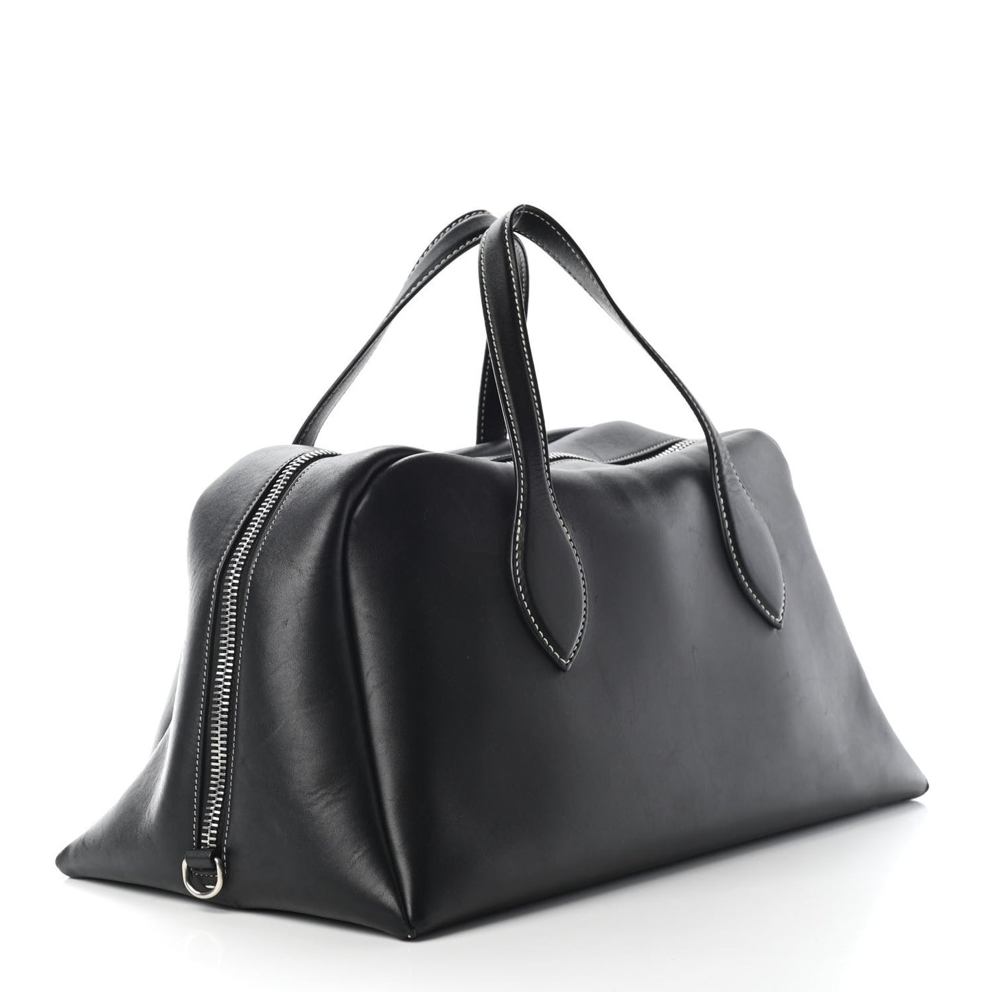 Natural Calfskin Bowling Bag Black
