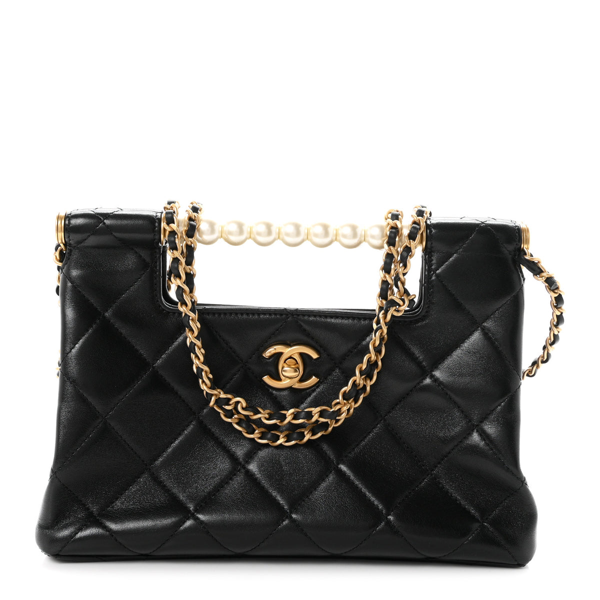 Chanel Shiny Lambskin Pearl Small Shopping Bag Black 1 of 11