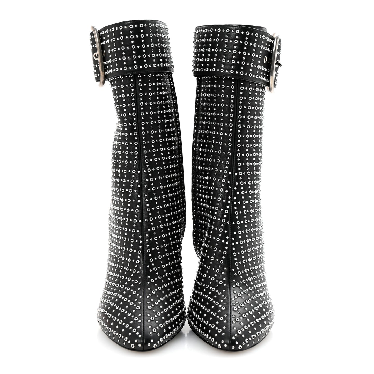 Nappa Studded Joplin Buckle Booties 38 Black