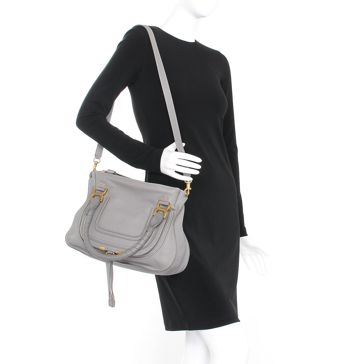 Calfskin Medium Marcie Satchel Cashmere Grey