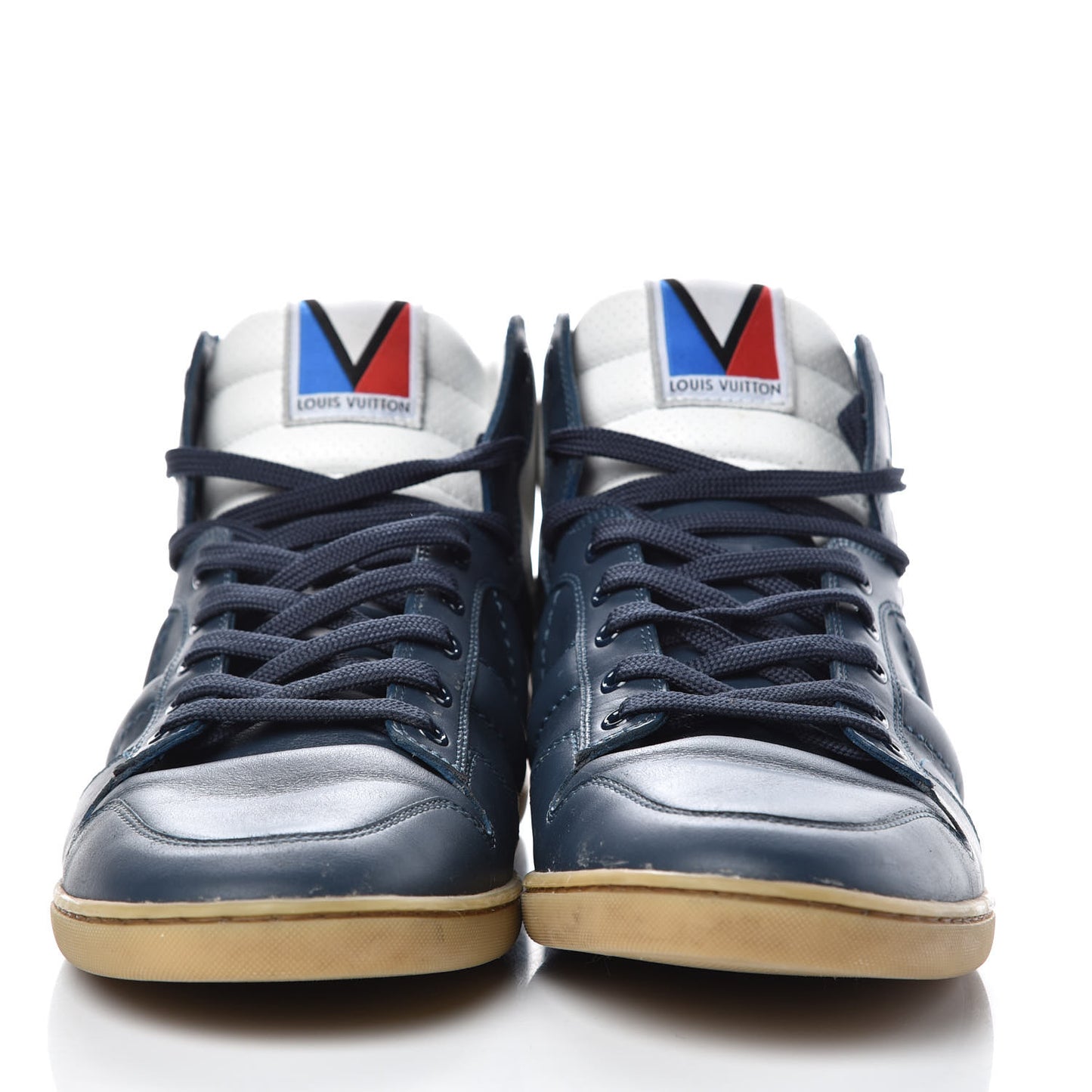 Calfskin Heroes High Top Sneakers 8 Navy