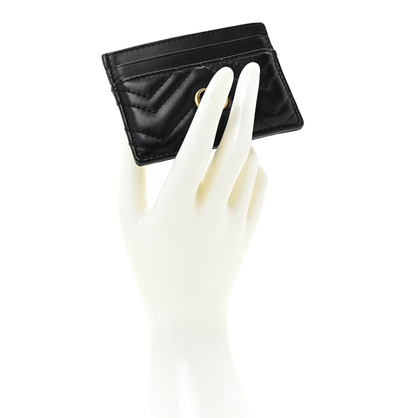 Calfskin Matelasse GG Marmont Card Holder Black