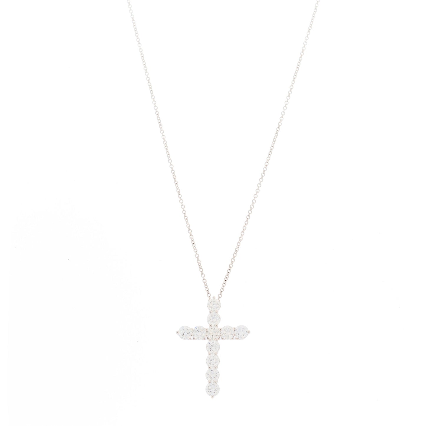 Platinum Diamond Large Cross Pendant Necklace