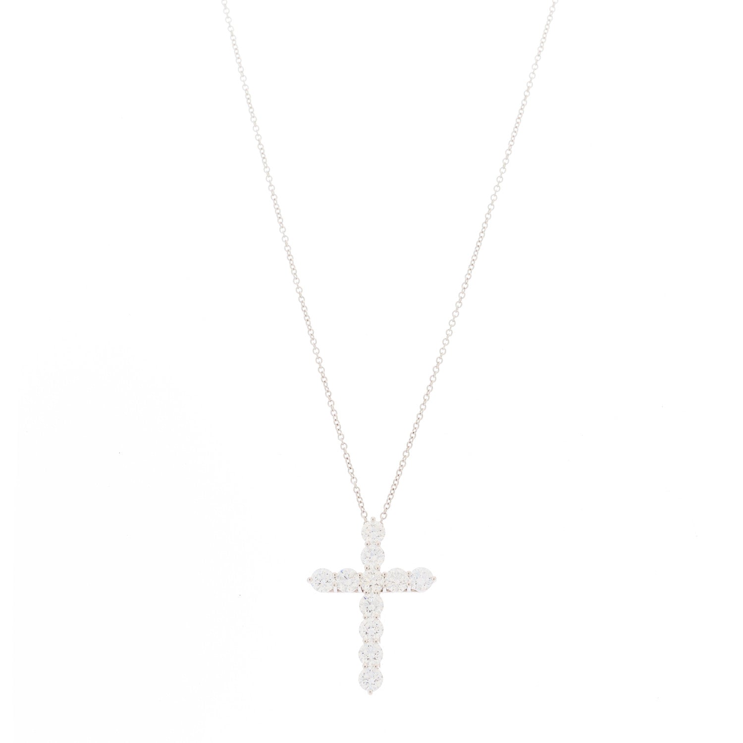 Tiffany Platinum Diamond Large Cross Pendant Necklace 1 of 6