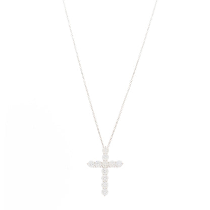 Tiffany Platinum Diamond Large Cross Pendant Necklace 1 of 6