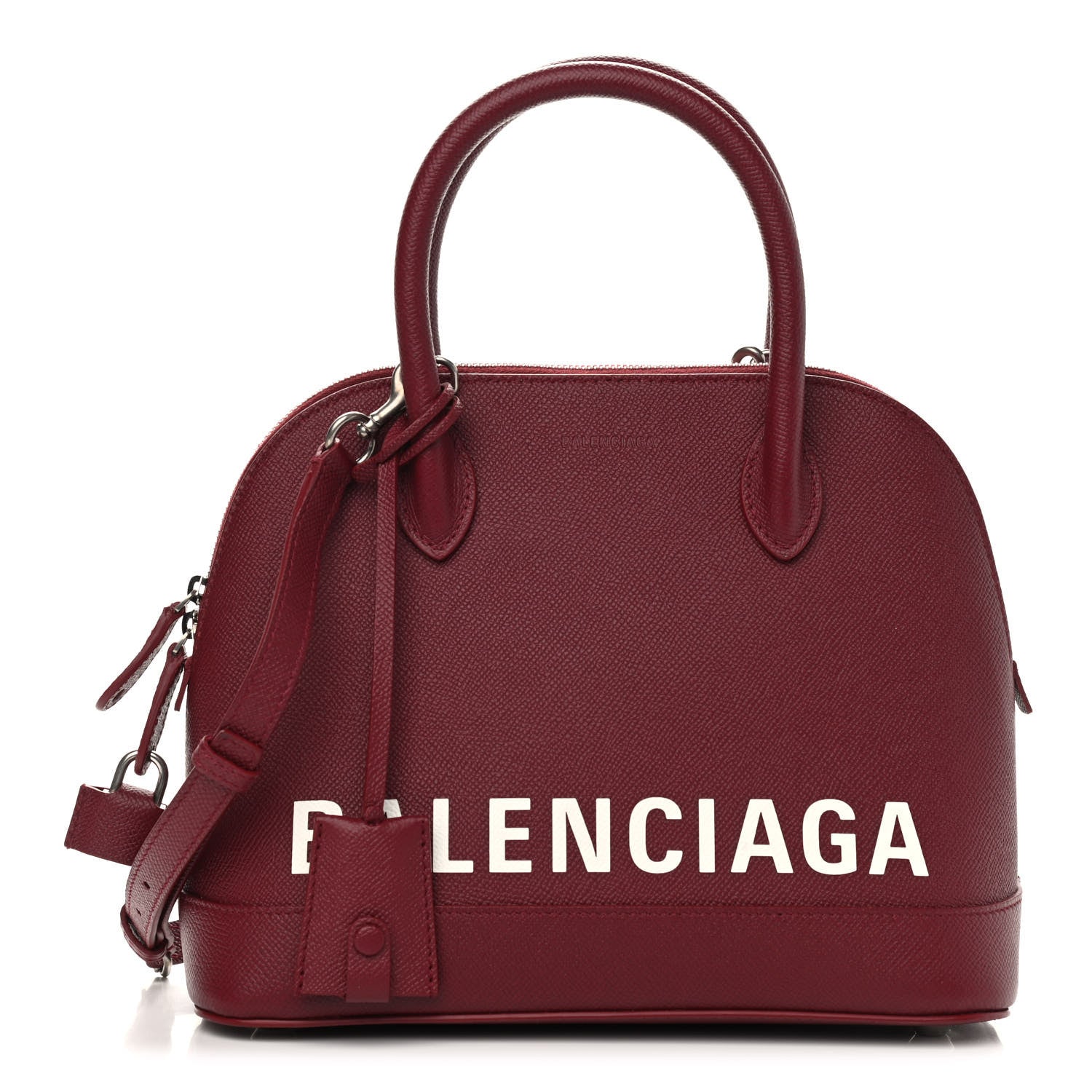 Balenciaga Signature Grained Calfskin Logo S Ville Top Handle Bag Rouge Grenat White 1 of 10