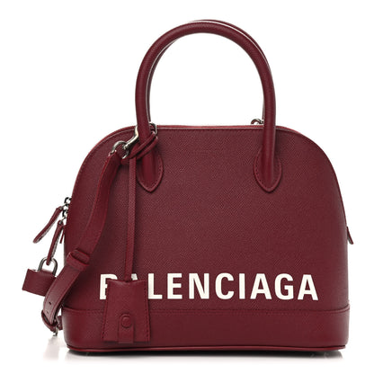 Balenciaga Signature Grained Calfskin Logo S Ville Top Handle Bag Rouge Grenat White 1 of 10