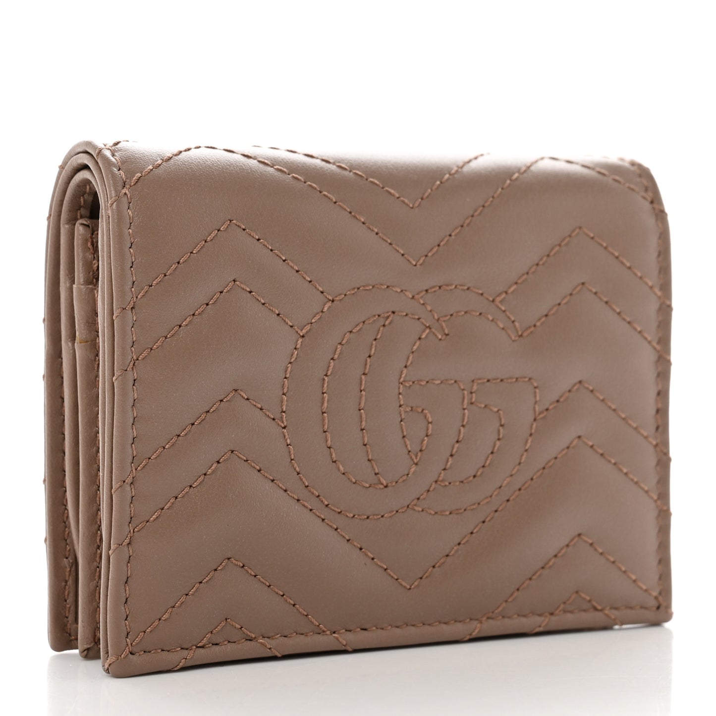 Calfskin Matelasse GG Marmont Card Case Wallet Porcelain Rose