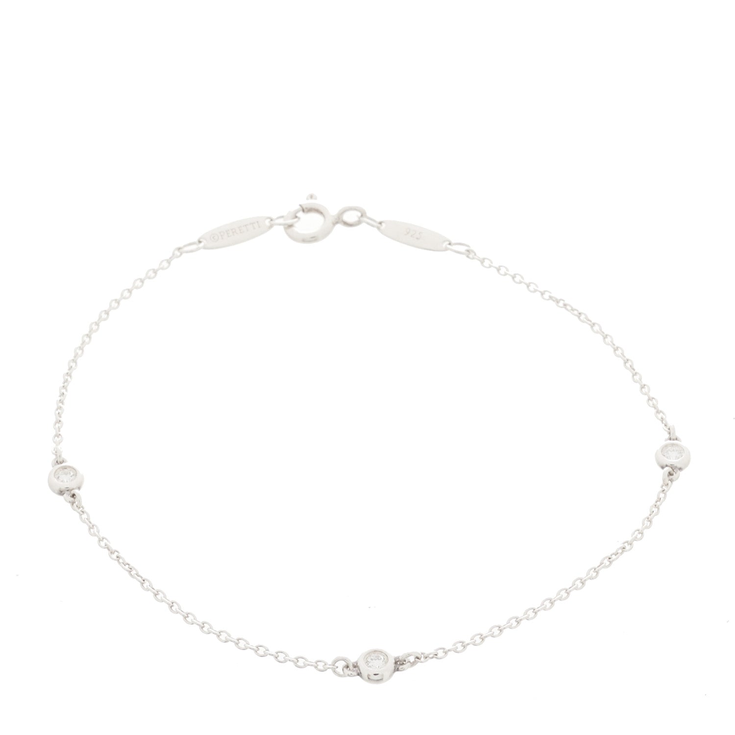 Tiffany Sterling Silver Diamond .09ct Elsa Peretti Diamonds By The Yard Bracelet 1 of 6