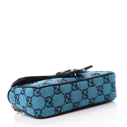 Gucci Monogram Multicolor Matelasse Diagonal Super Mini GG Marmont Shoulder Bag Light Blue 4 of 12