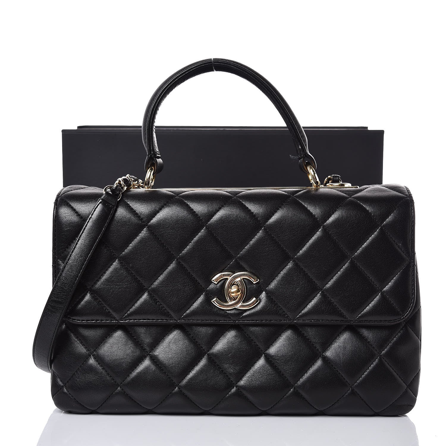 Chanel Lambskin Quilted Medium Trendy CC Flap Dual Handle Bag Black 7 of 10