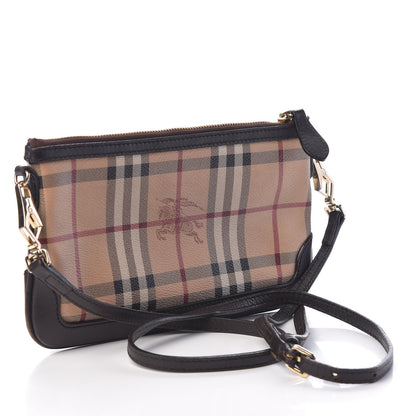 Burberry Haymarket Check Small Peyton Crossbody Clutch Bag Chocolate 3 of 8