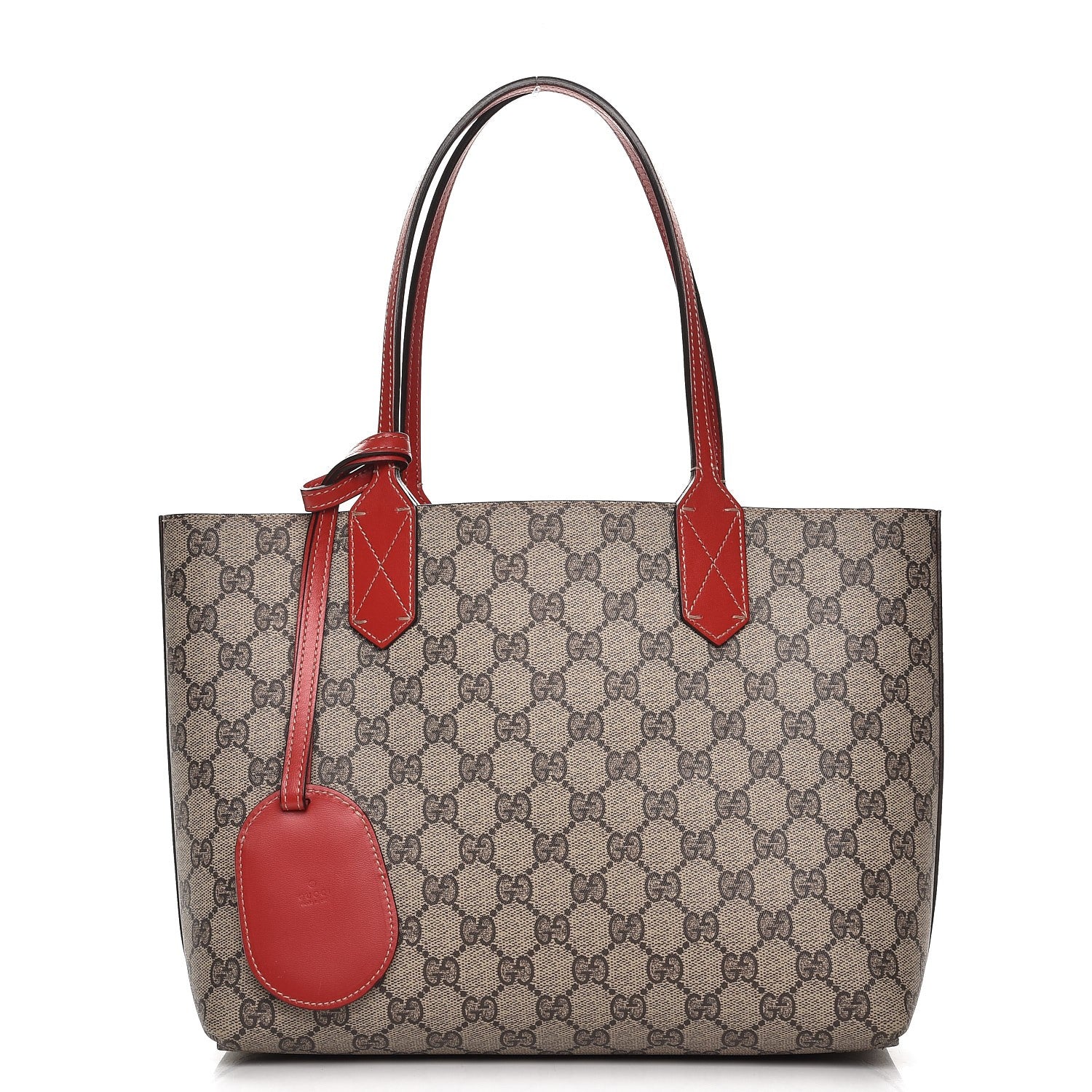 Gucci GG Supreme Monogram Small Reversible Tote Beige Red 1 of 8