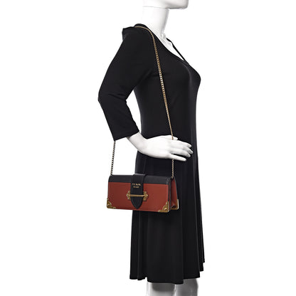 Prada City Calf Saffiano Cahier Pochette Cotto Black 2 of 9