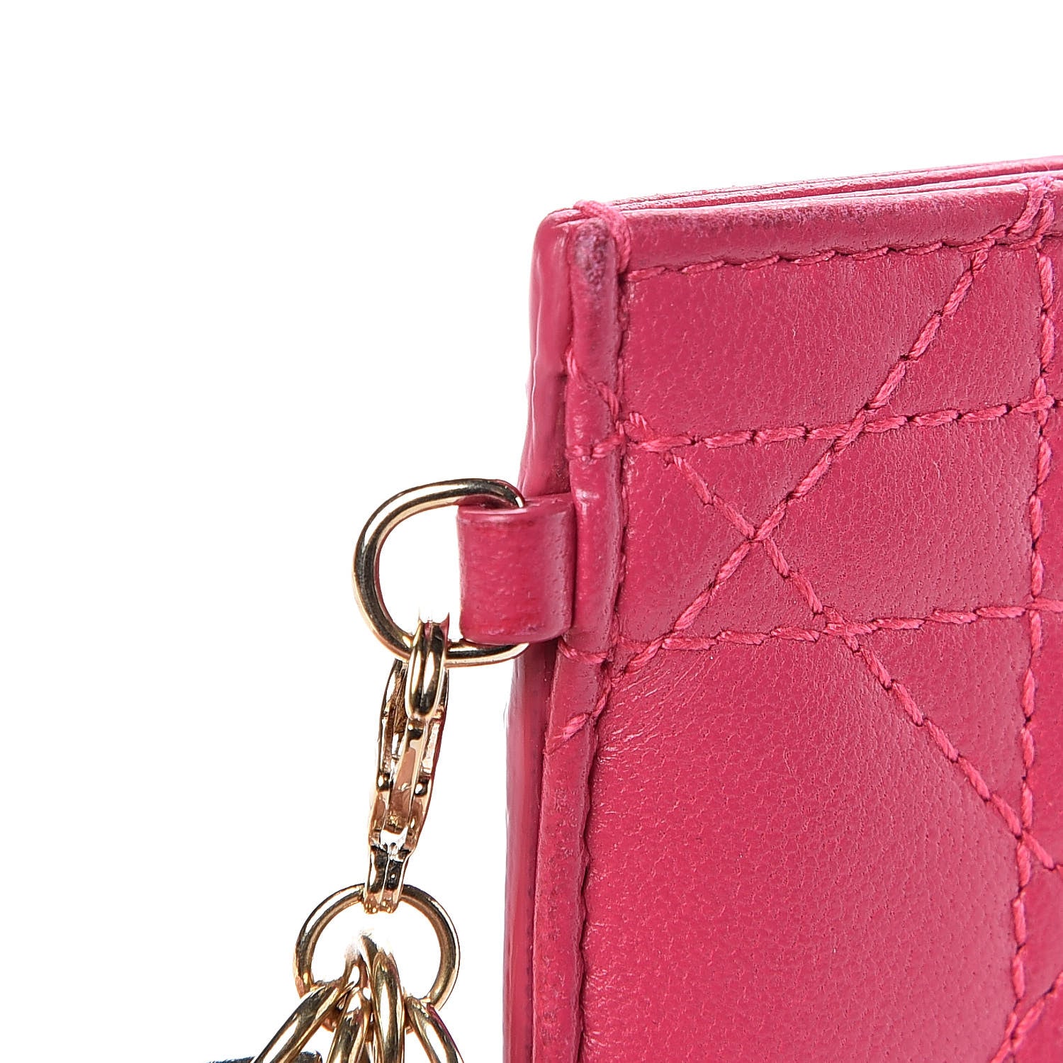 Christian Dior Lambskin Cannage Lady Dior Card Holder Fuchsia 9 of 10