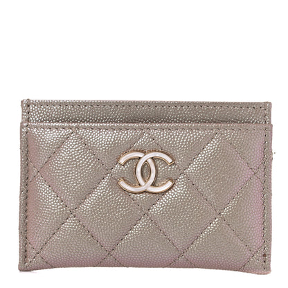 Chanel Iridescent Caviar Quilted Card Holder Beige 1 of 9