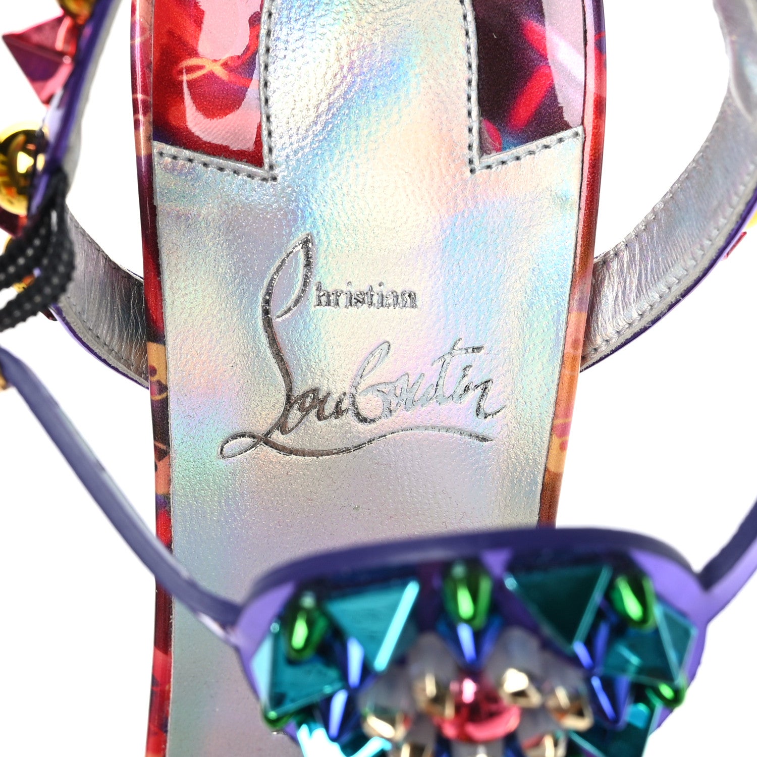 Christian Louboutin Patent Embellished Goldora Disco 100 Sandals 39 Multicolor 7 of 7