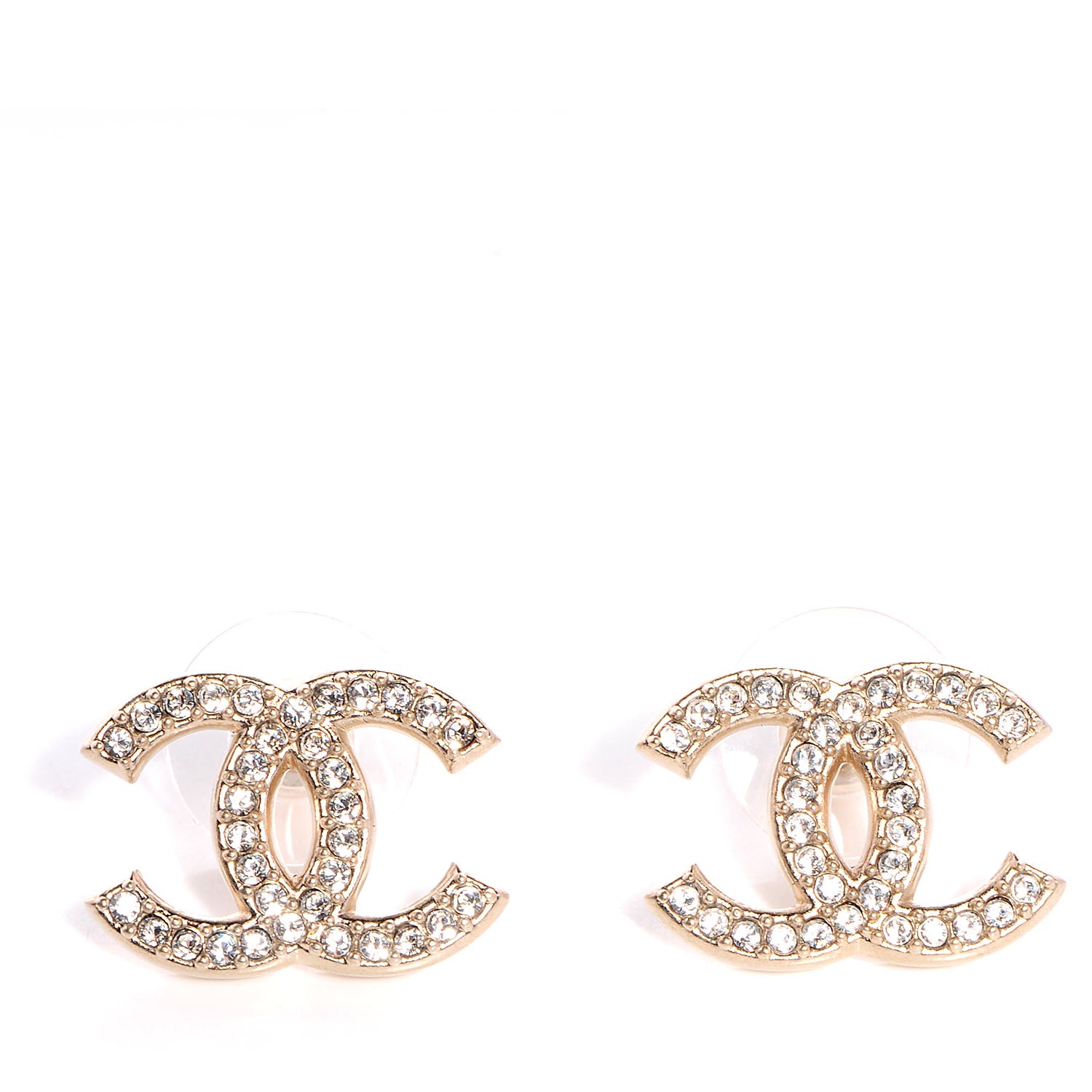 Chanel Crystal CC Earrings Gold 1 of 5