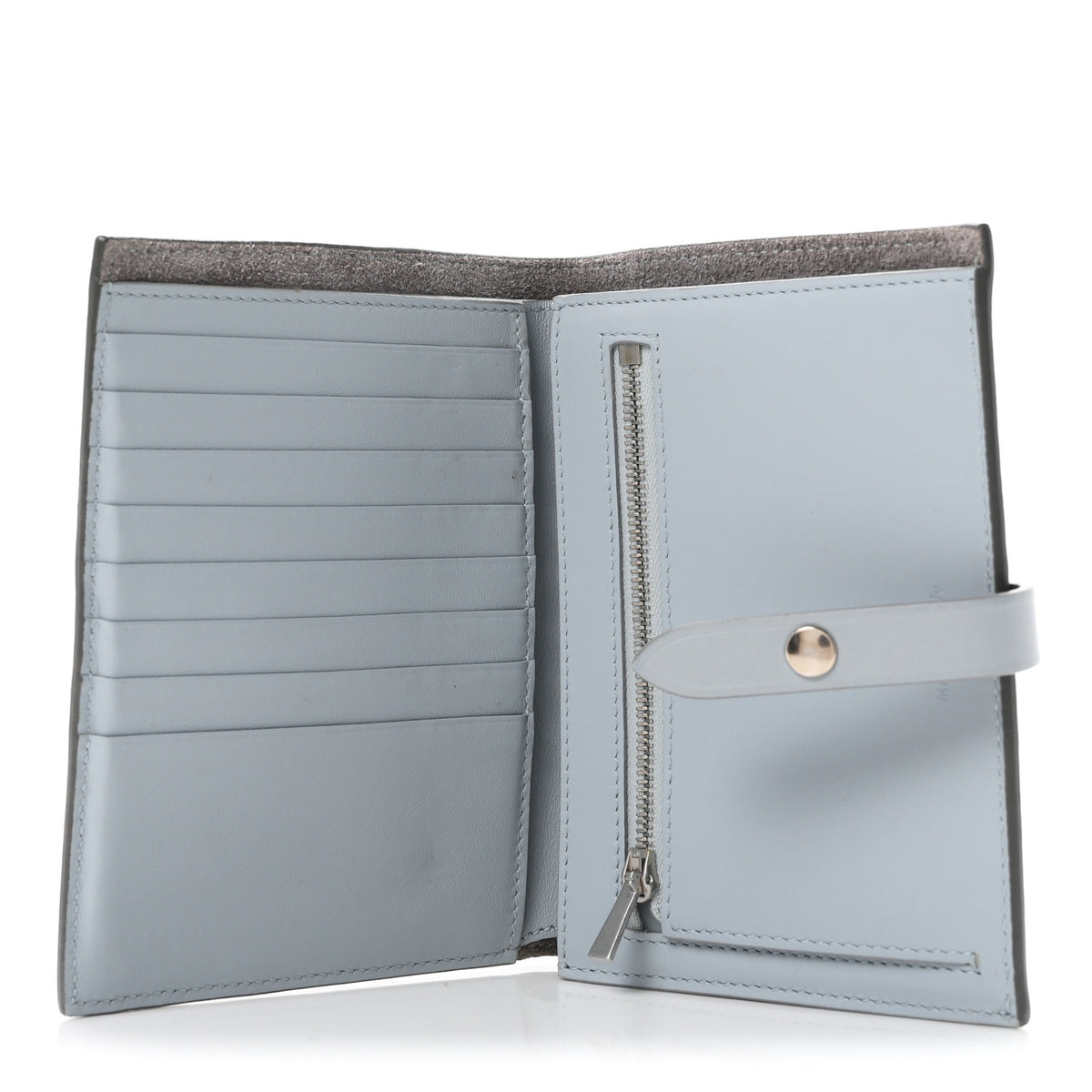 Grained Calfskin Medium Multifunction Strap Wallet Pebble Mineral