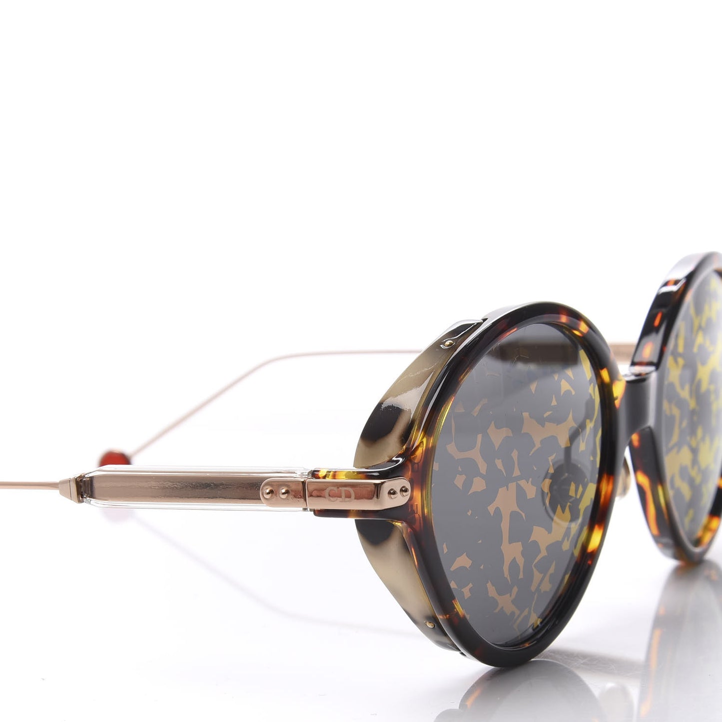 Acetate Leaf Print Umbrage Round Sunglasses Pink Foliage