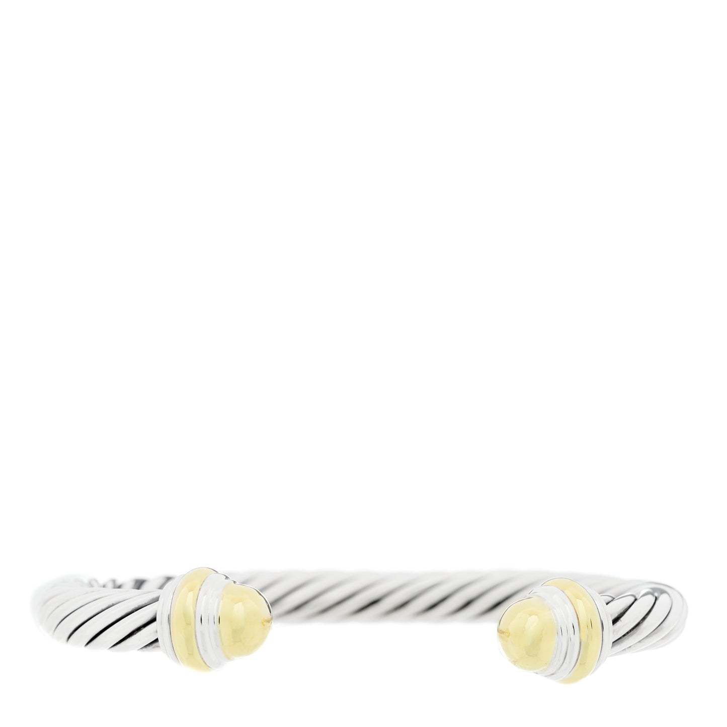 Sterling Silver 14K Yellow Gold 7mm Cable Classics Dome Bracelet