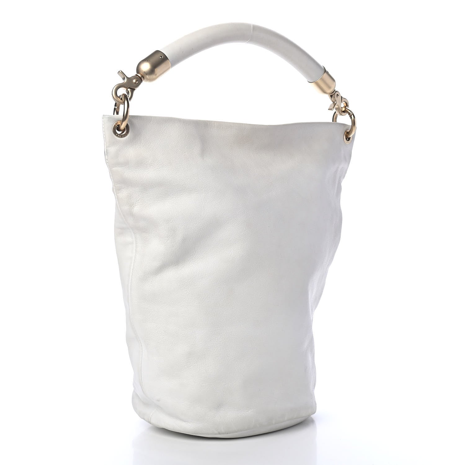 Chanel Calfskin CC Bucket Hobo White 2 of 5