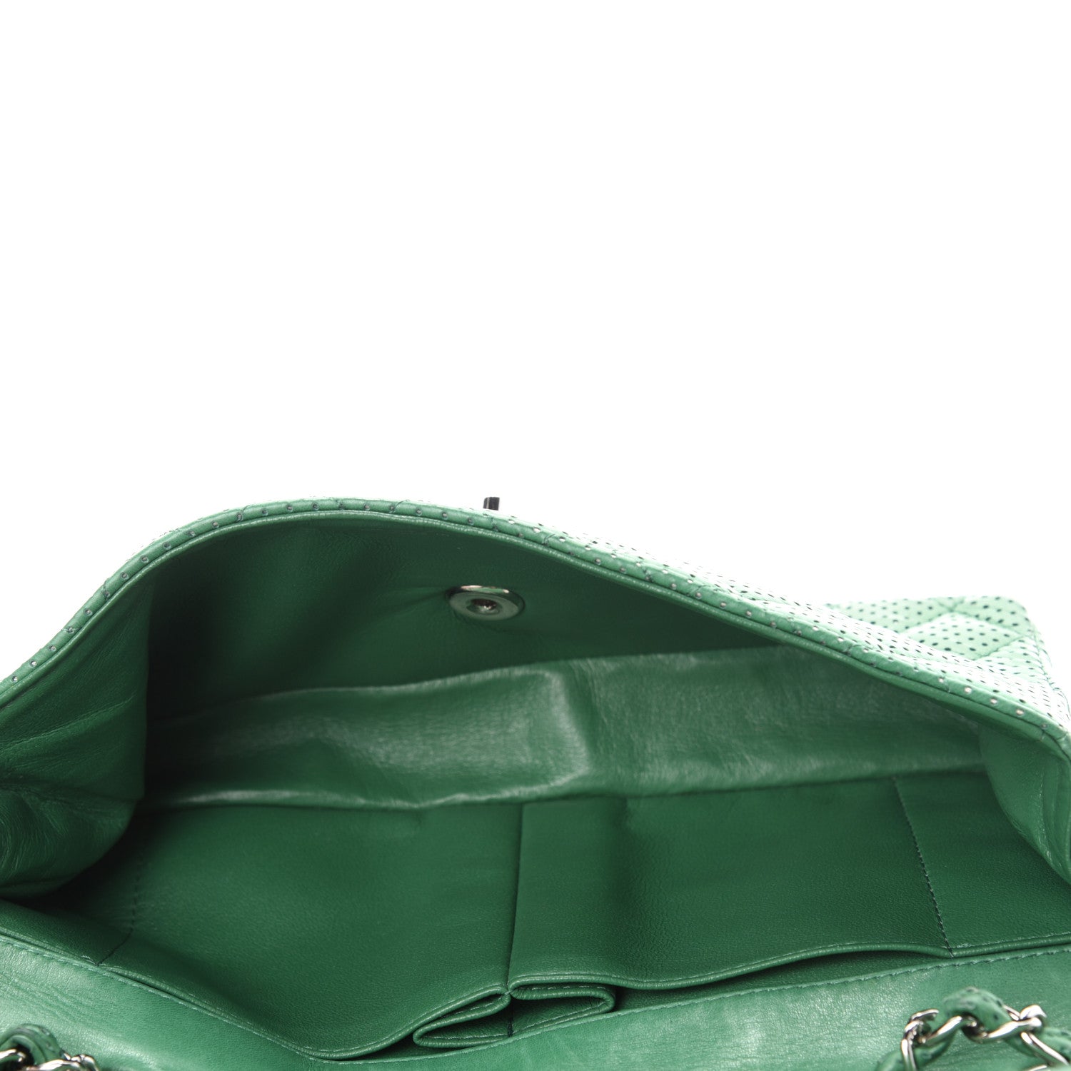 Chanel Lambskin Perforated East West Flap Green 5 of 10