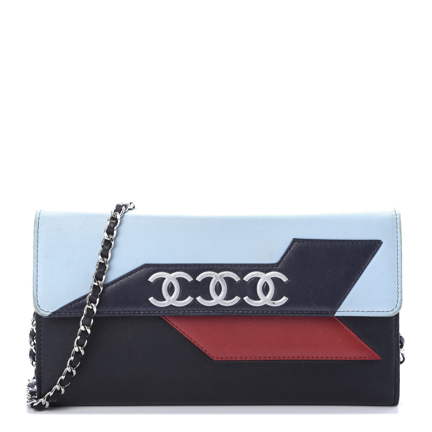 Lambskin Airlines Wallet On Chain WOC Blue Black Red