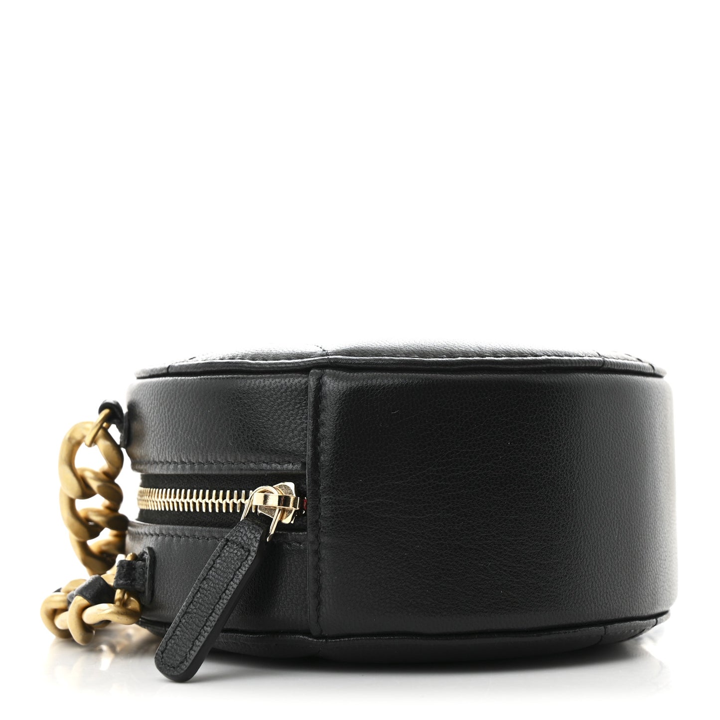 Lambskin Quilted Chanel 19 Round Clutch With Chain  Black