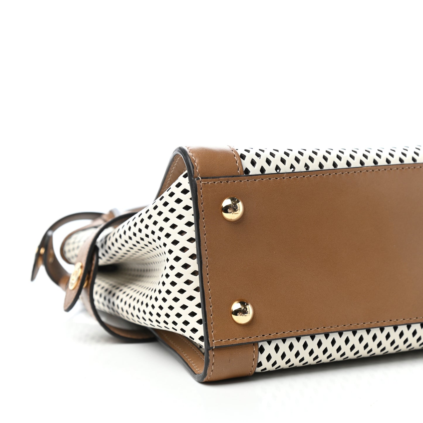 Calfskin Lambskin Perforated Medium Peekaboo Iconic Satchel White