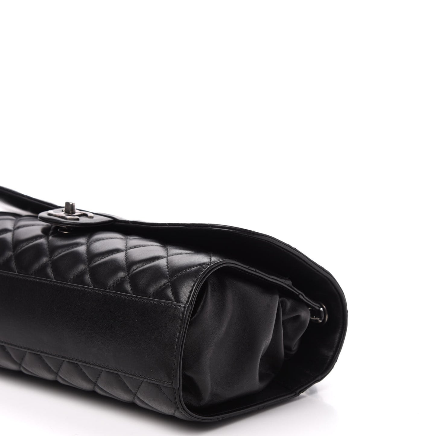 Lambskin Quilted Jumbo Grocery By Chanel Drawstring Shopping Bag Black