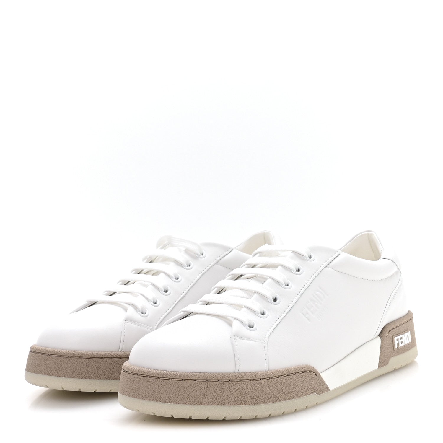 Fendi Calfskin Mens Fendi Match Low Top Sneakers 6 White Beige 4 of 8