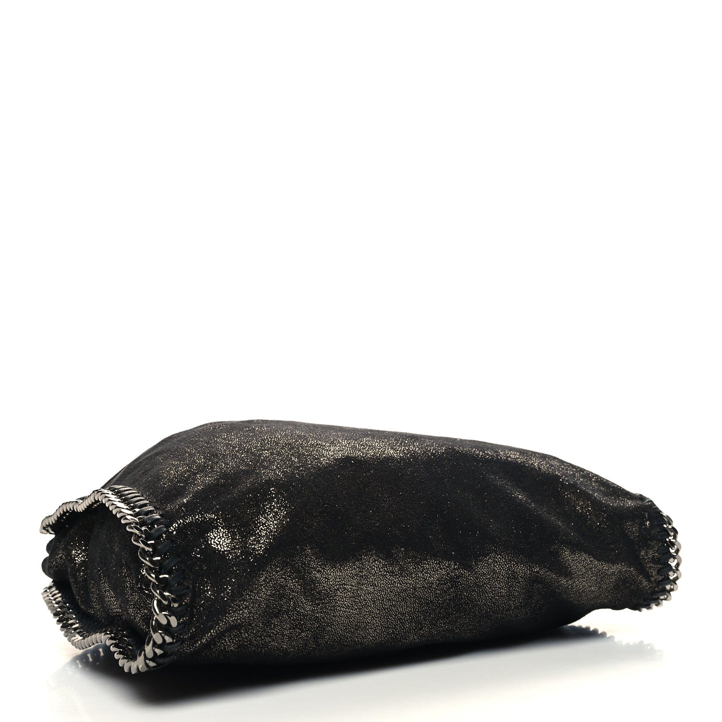 Chamois Shiny Dotted Falabella Fold Over Tote Ruthenium