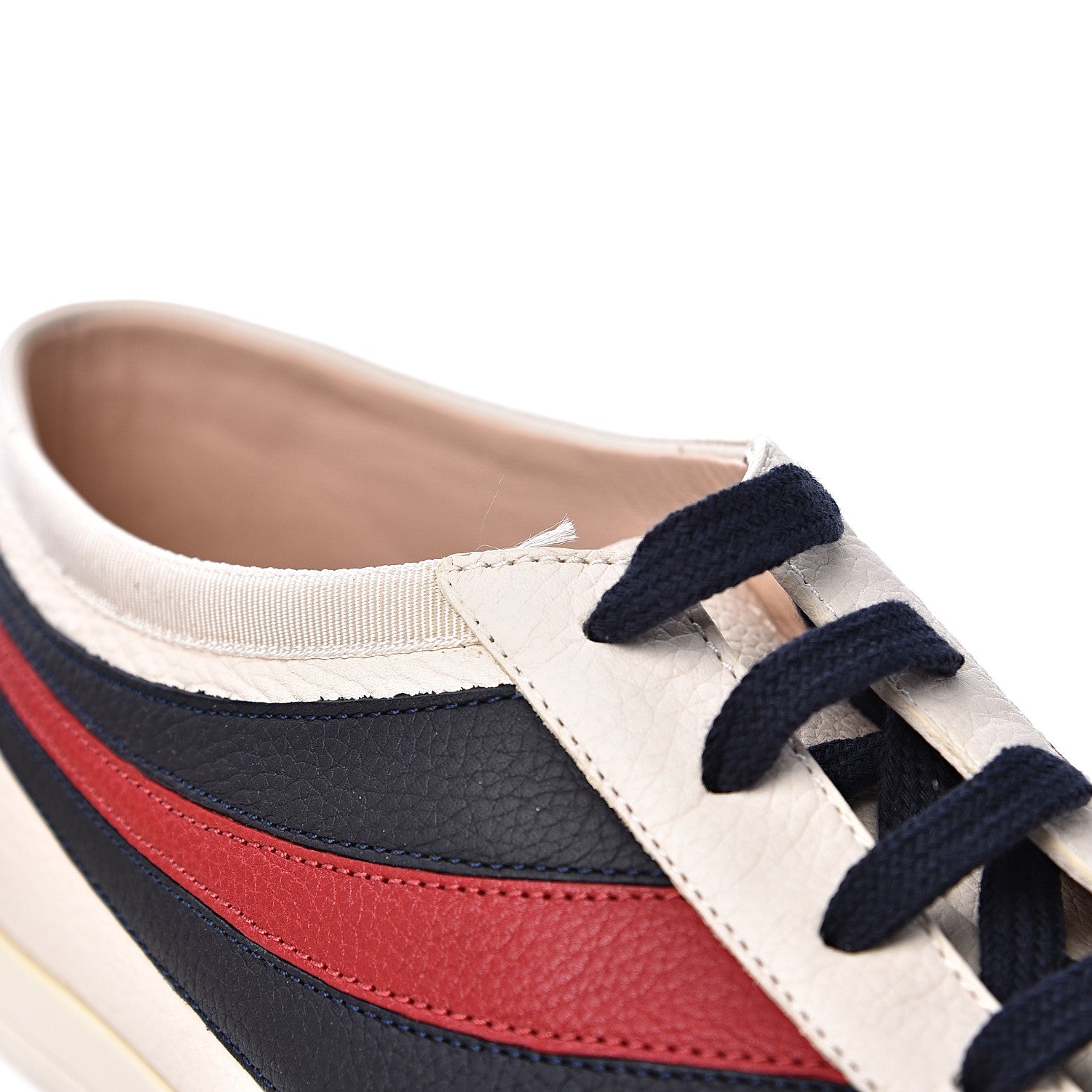 Gucci Calfskin Mens Web Falacer Sneakers 7 White Blue 9 of 10