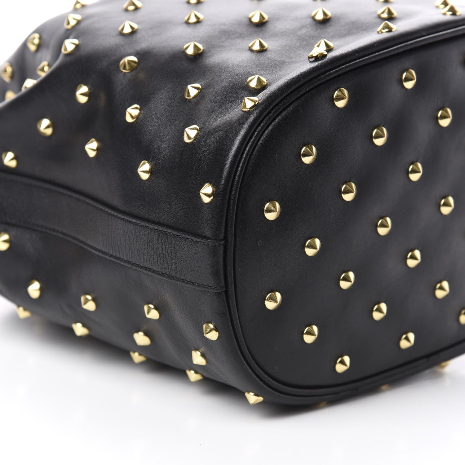 Alexander McQueen Calfskin Studded Padlock Bucket Bag Black 6 of 10