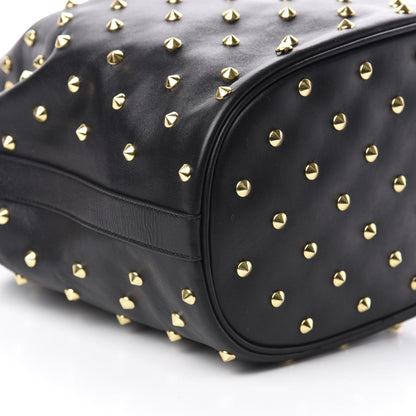 Alexander McQueen Calfskin Studded Padlock Bucket Bag Black 6 of 10