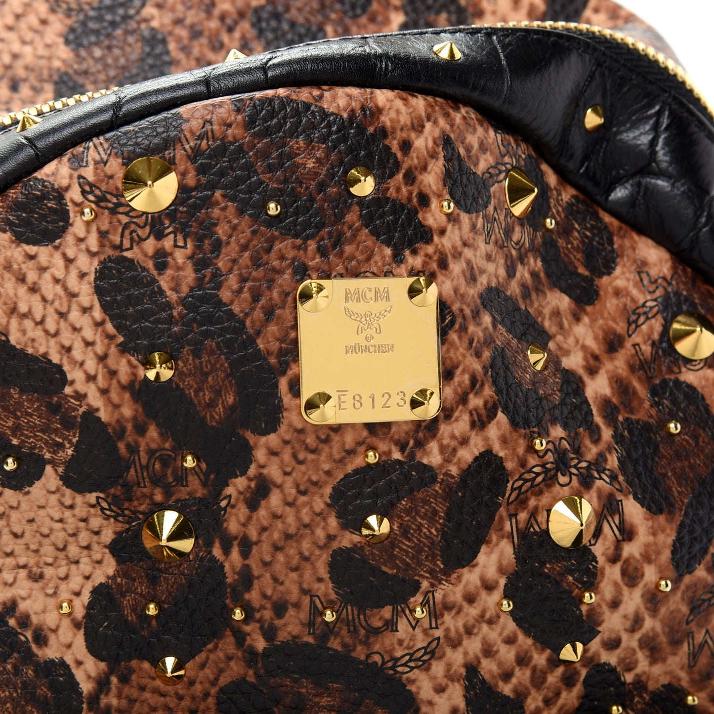 Visetos Leopard Print Studded Small Stark Backpack